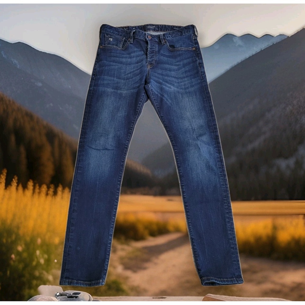 👖Scotch & Soda Jeans Men's 33x32 Indigo Wash Ralston Slim Button Fly Whiskering